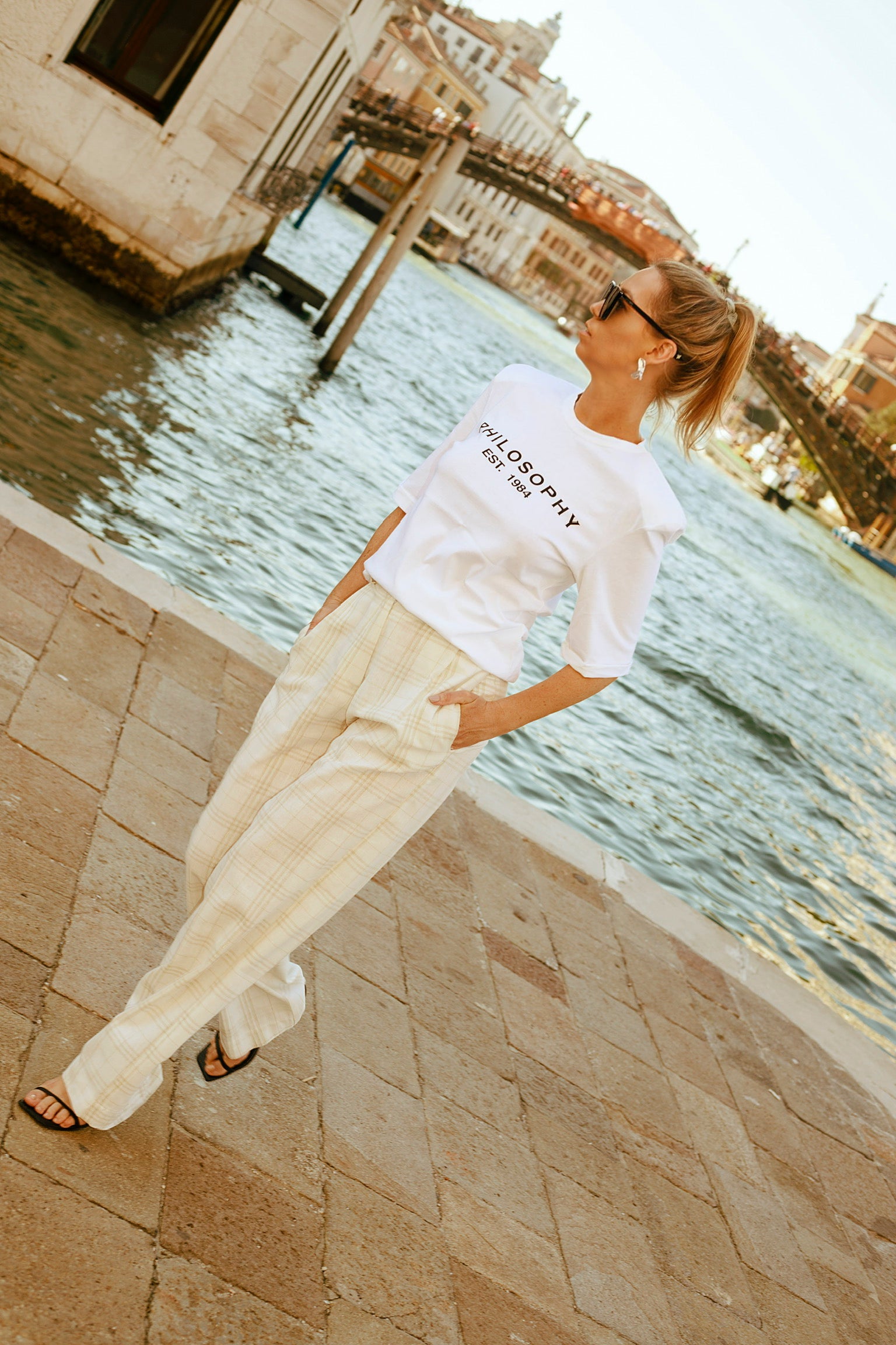 Eco Pantalone Classico in Lino Sartoriale Off White Golden