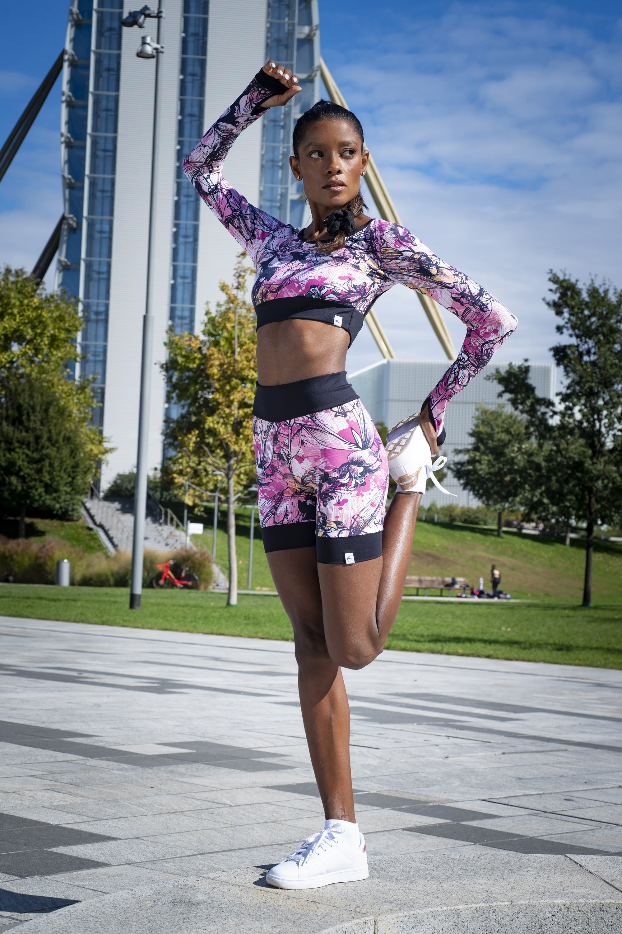 Pantaloncini Bio a vita alta Light Floral Cosmos