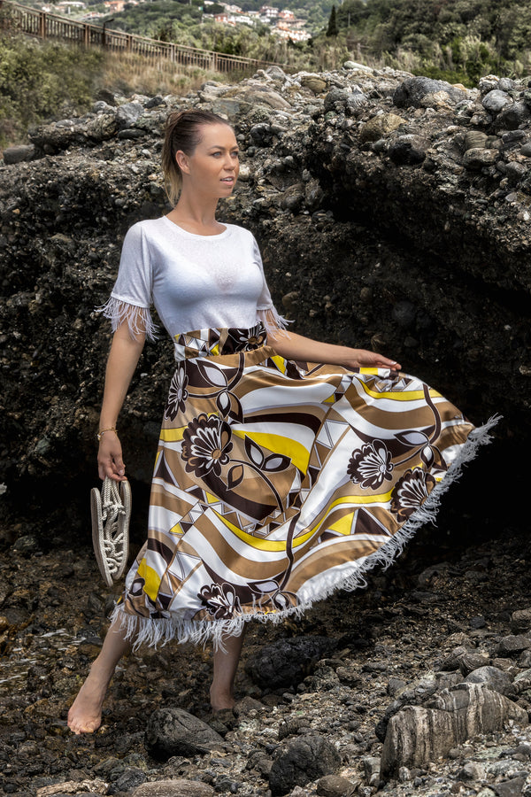 Cassiopeia Feathers Midi Skirt