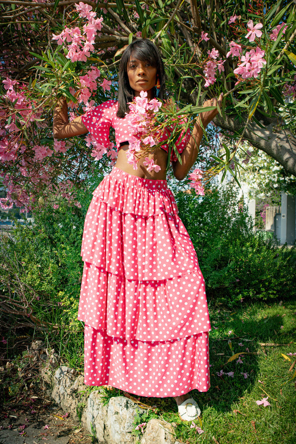 Bio Skirt Layers Paty Pois Pink and White