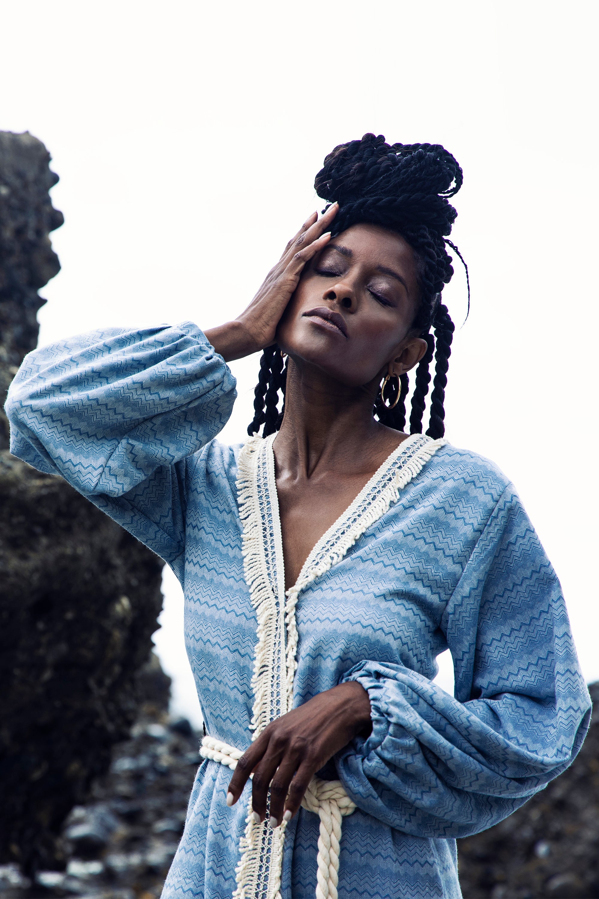 Abito Eco Kimono Chevron Off White