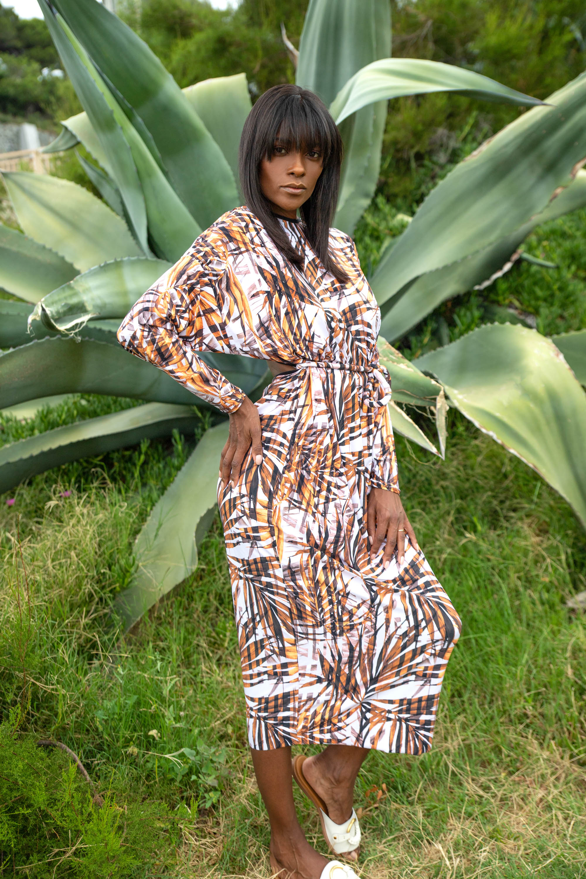 Terra Leaves Midi Dress